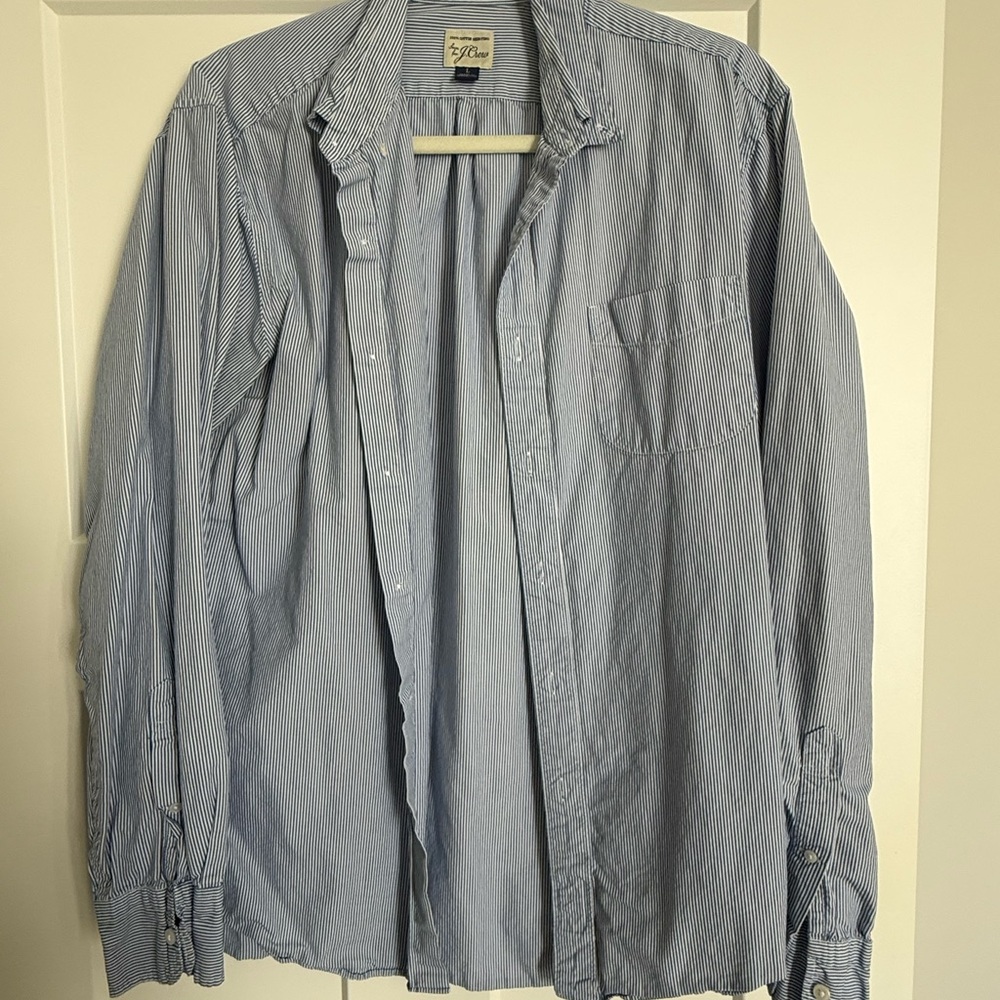 J. Crew Men's Light Blue Striped Button Down Shirt